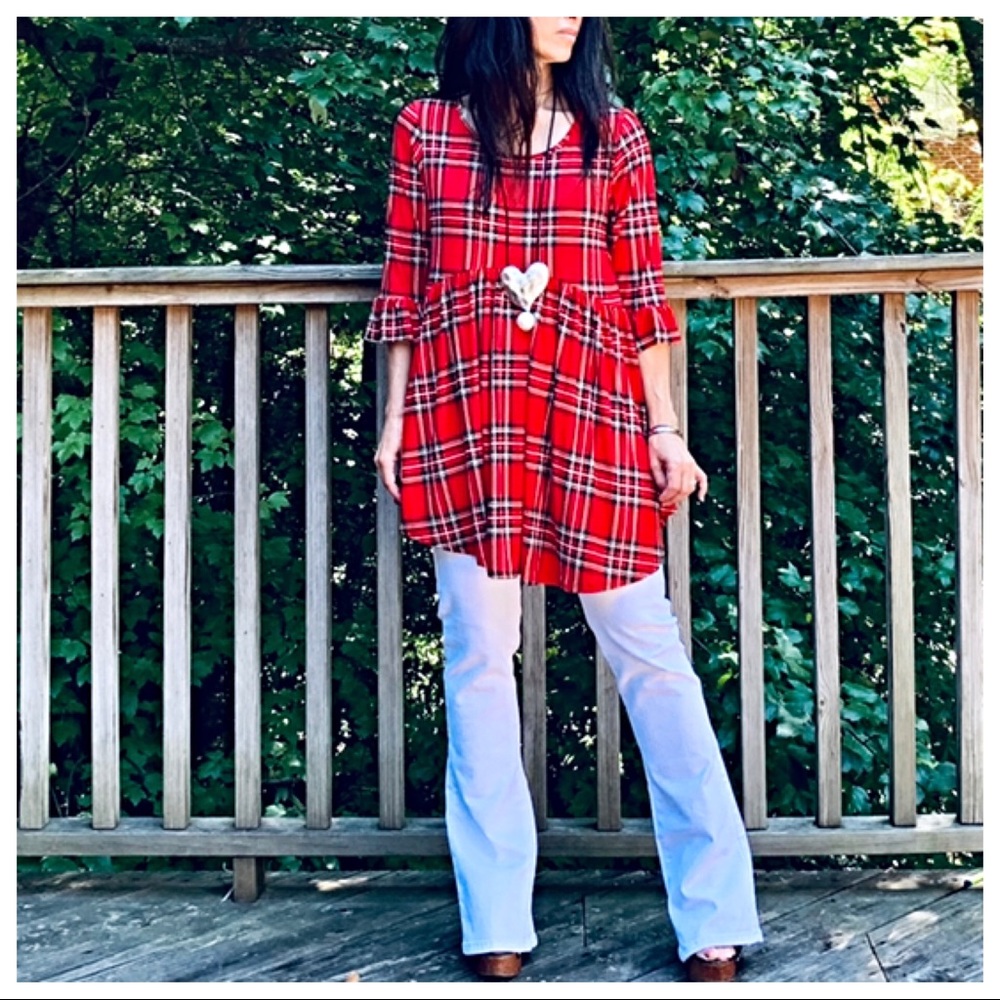 ✨LAST ONE✨Red plaid tunic top - Picture 2 of 8